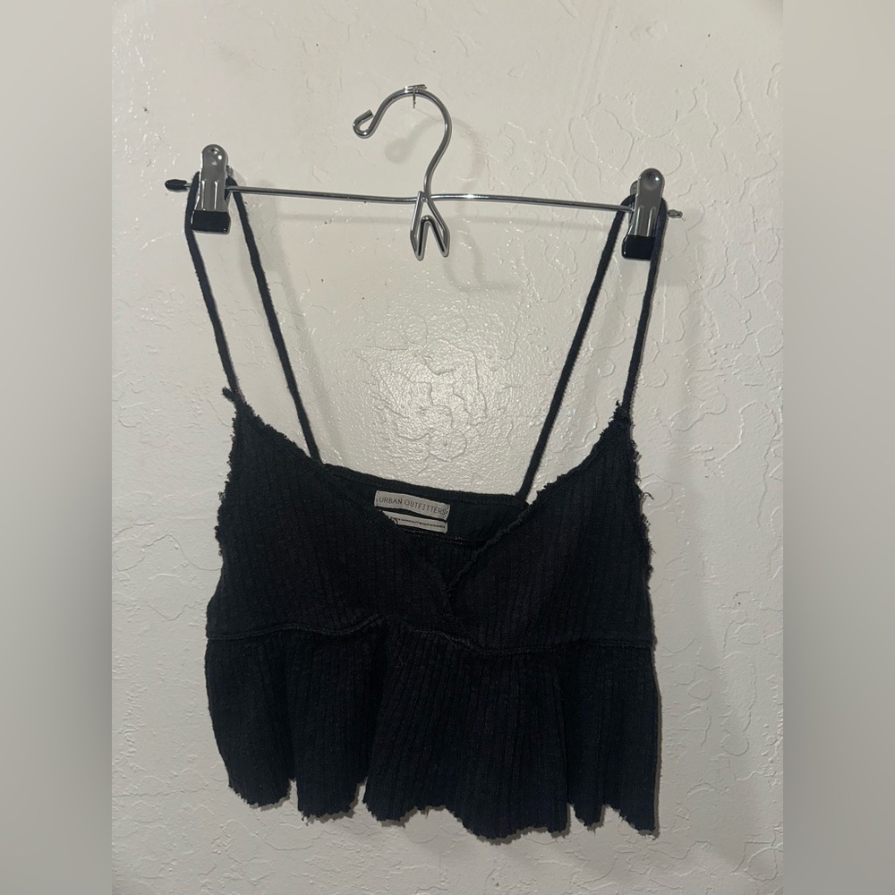 Urban Outfitters Black Ribbed Peplum Cami